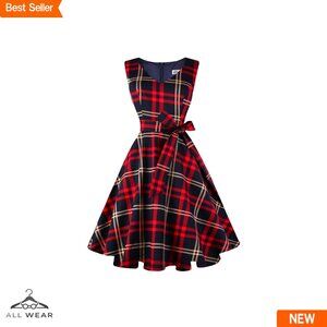 Vintage Sleeveless Cocktail Dress with Pockets Classic Retro Elegant Party Wear